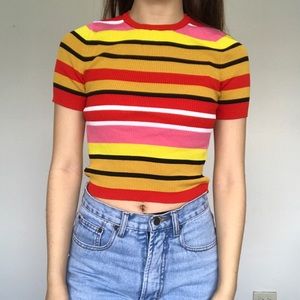 NWOT Zara stripe rainbow crop top